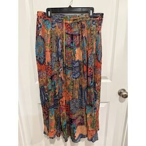 Take Two Broomstick Maxi Skirt Womens Sz XL Vibrant Lined Boho Gypsy Bells